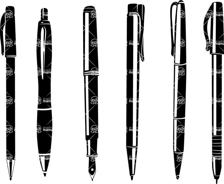 Vector silhouettes - Vector Pen Silhouettes Set